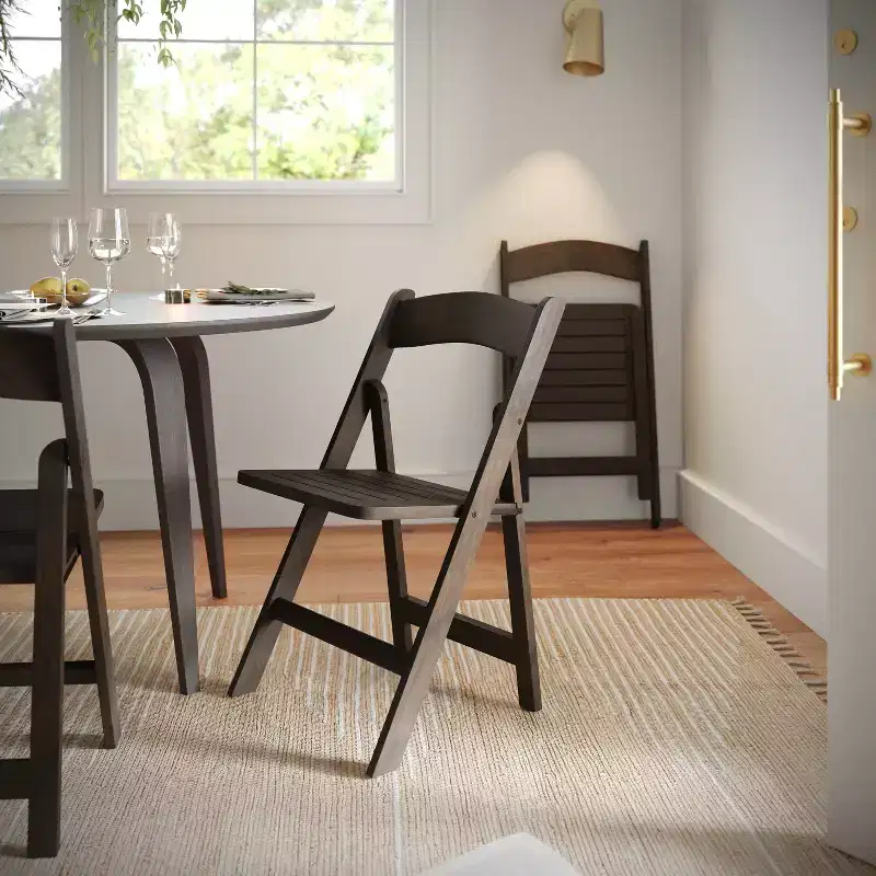 Flash Furniture Holden Commercial Grade Solid Wood Folding Dining Chair - Set of 2