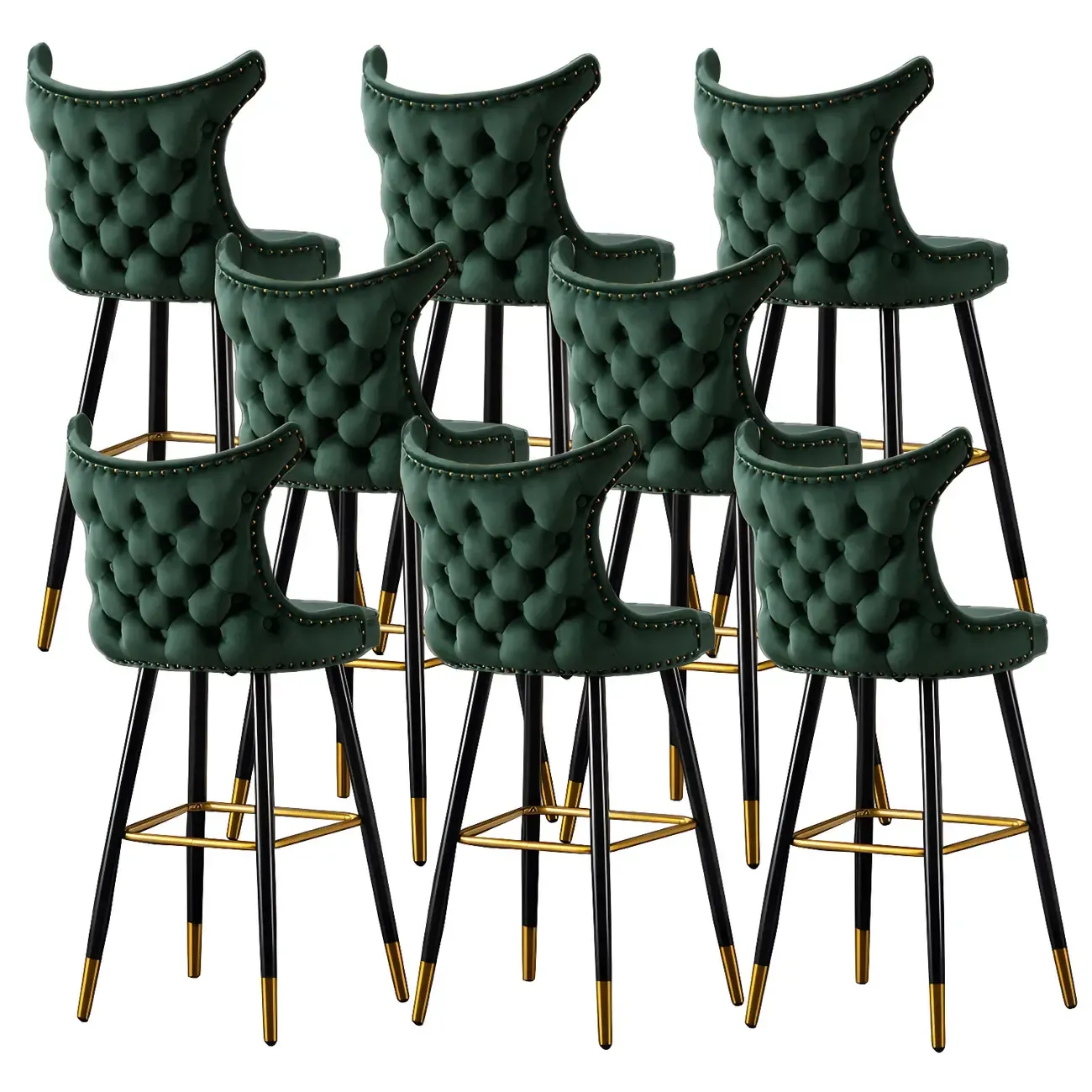 Velvet Upholstered Wingback Counter Height Bar Stools