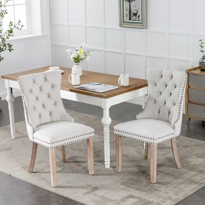 Upholstered Dining Chair with Nailhead Trim, Set of 2 – Multiple Colors