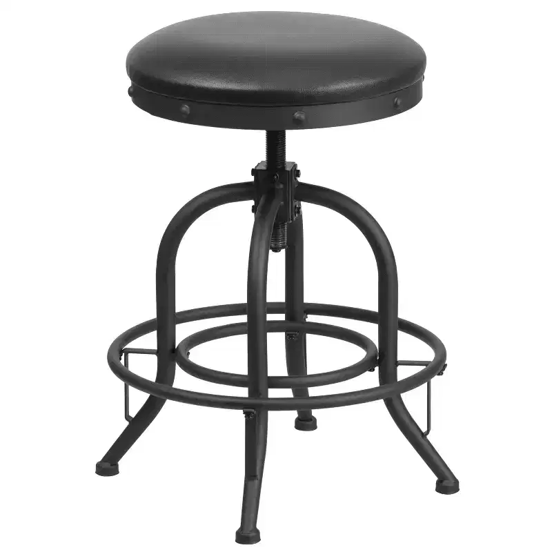 Emma and Oliver 24 Counter Height Stool with Swivel Lift Black LeatherSoft Seat