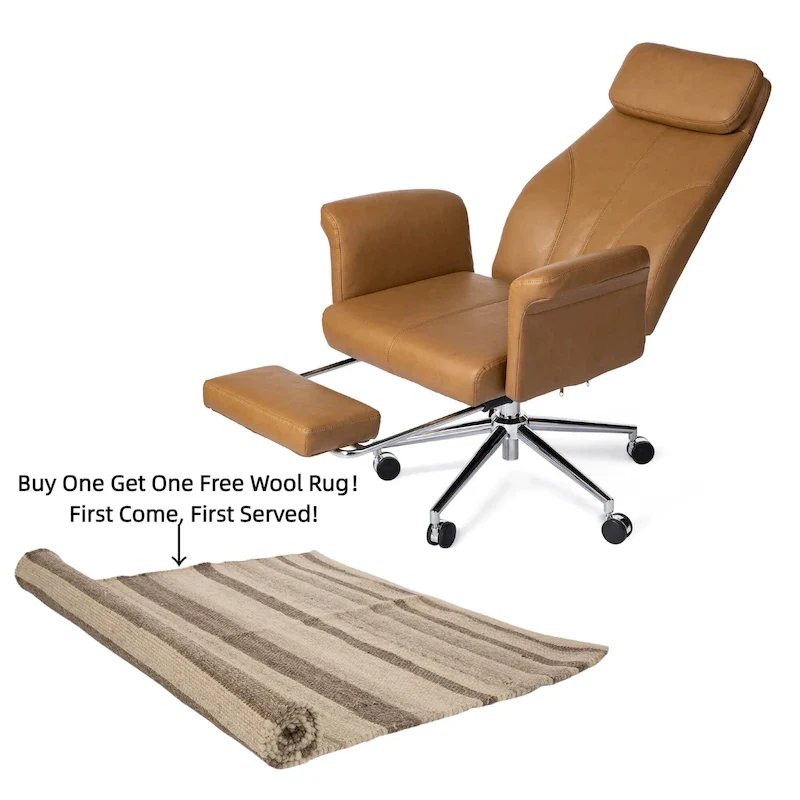 High-Back Office Chair with Footrest and Quilted Design for Adults