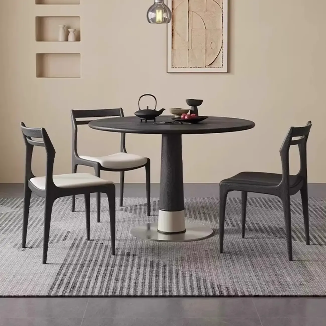 Modern Upholstered Ladder Back Wooden Dining Chair