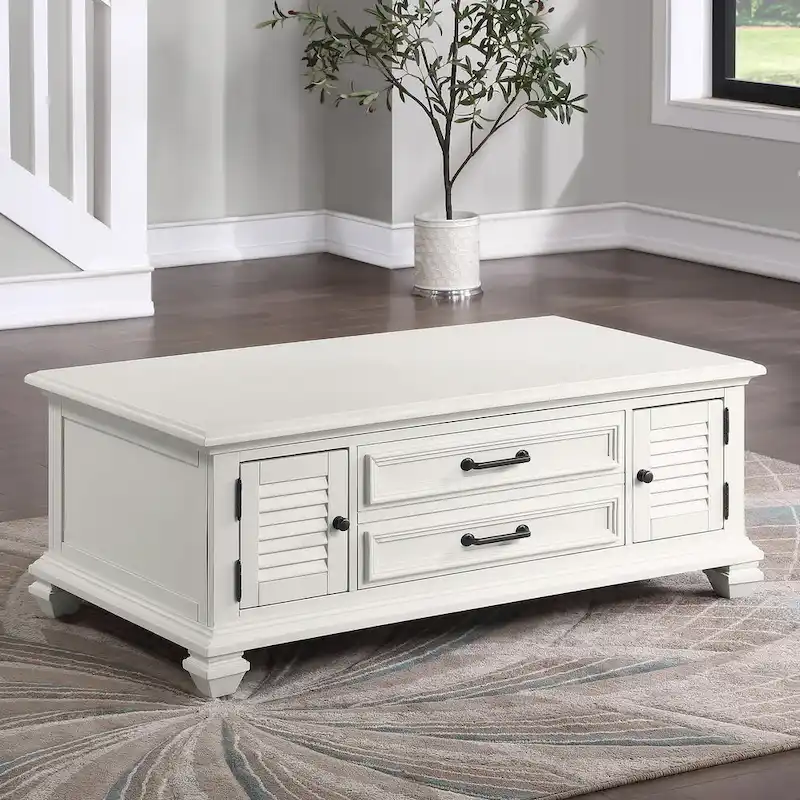 Soft White Farmhouse Lift-Top Coffee Table