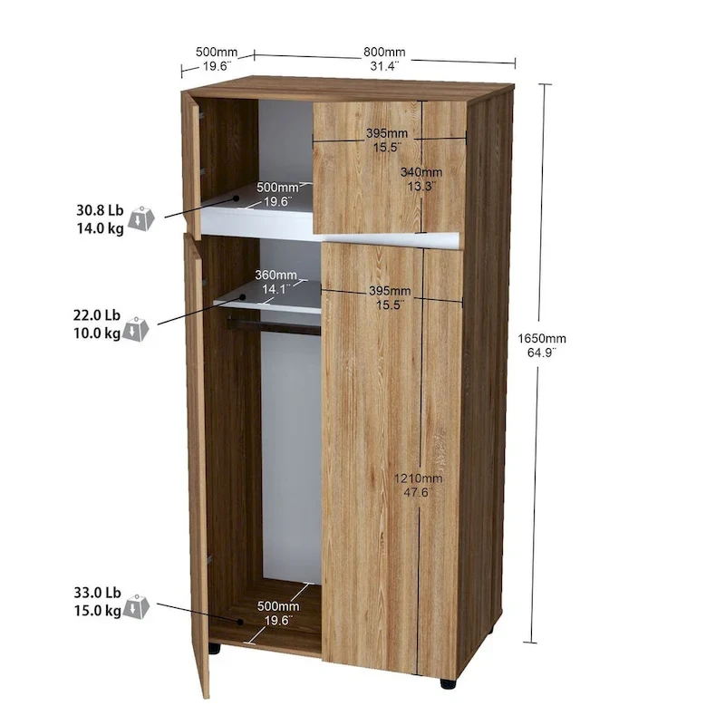 65-inch Armoire/ Wardrobe by Inval