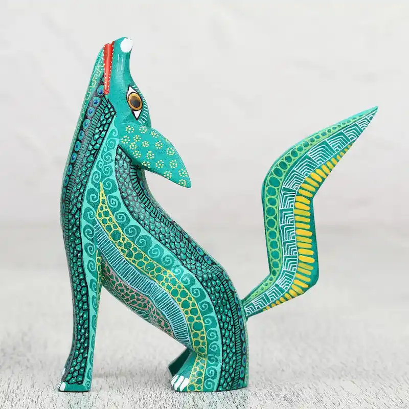 Novica Handmade Coyote Delight Wood Alebrije Figurine