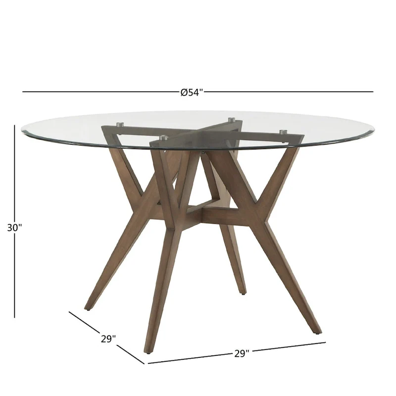 Sheeba Round Mid-Century Modern Walnut Base Dining Table by iNSPIRE Q Modern