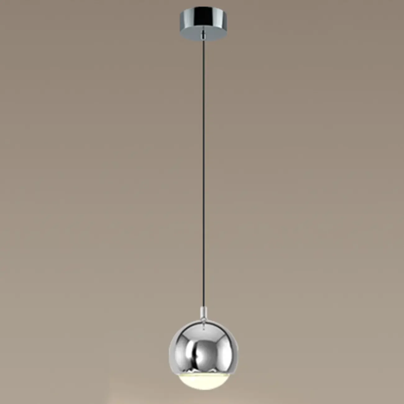 Modern Chrome Metal Globe Pendant Light Warm LED