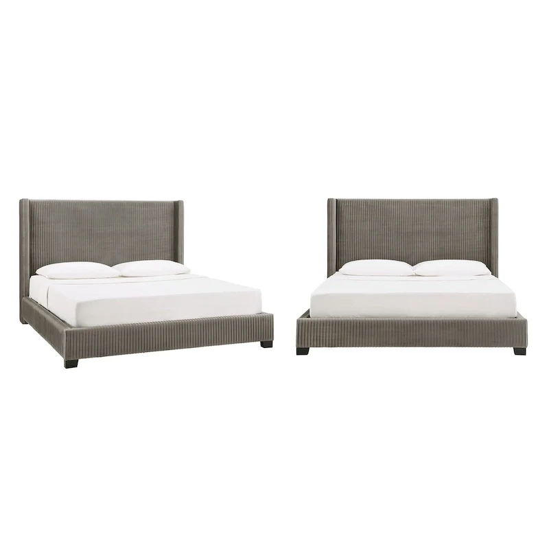 Cesky Pleated Velvet Wingback Bed