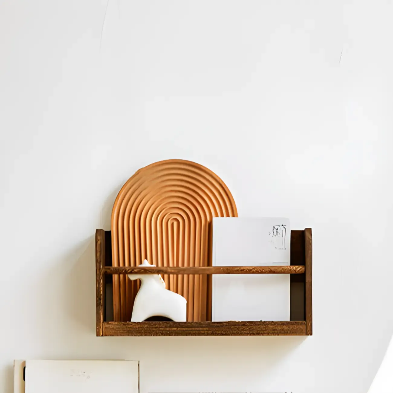 Modern Wooden Wall-Mounted Open Bookcase Small Bookshelf