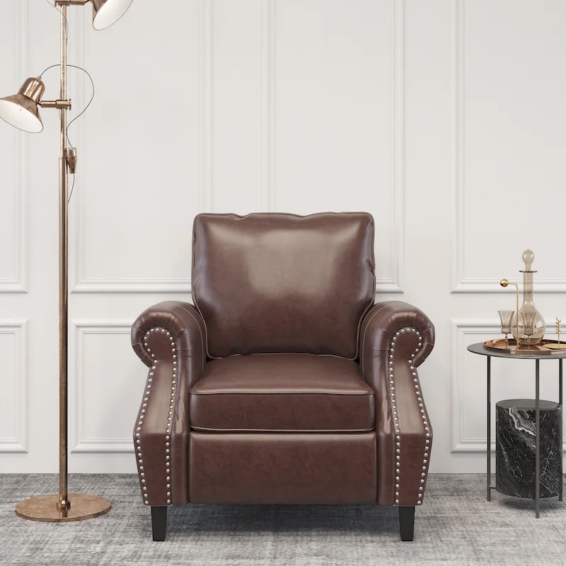 Dowd Faux Leather Club Chair with Nailhead Trim by Christopher Knight Home