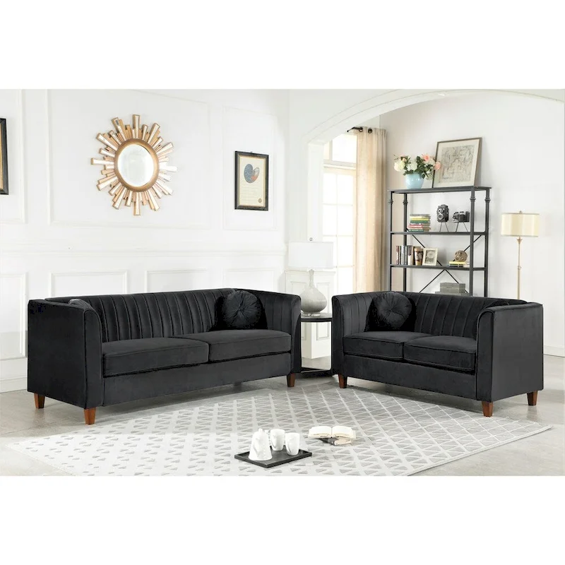 Velvet Classic Chesterfield Living Room Sofa