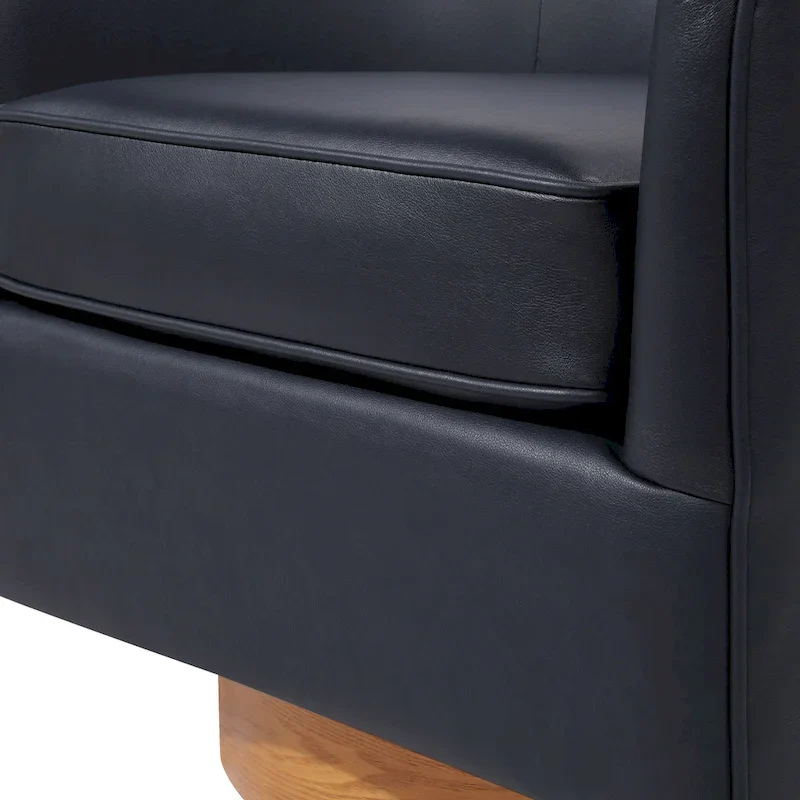 Ingram Faux Leather Wood Base Barrel Swivel Chair by Greyson Living