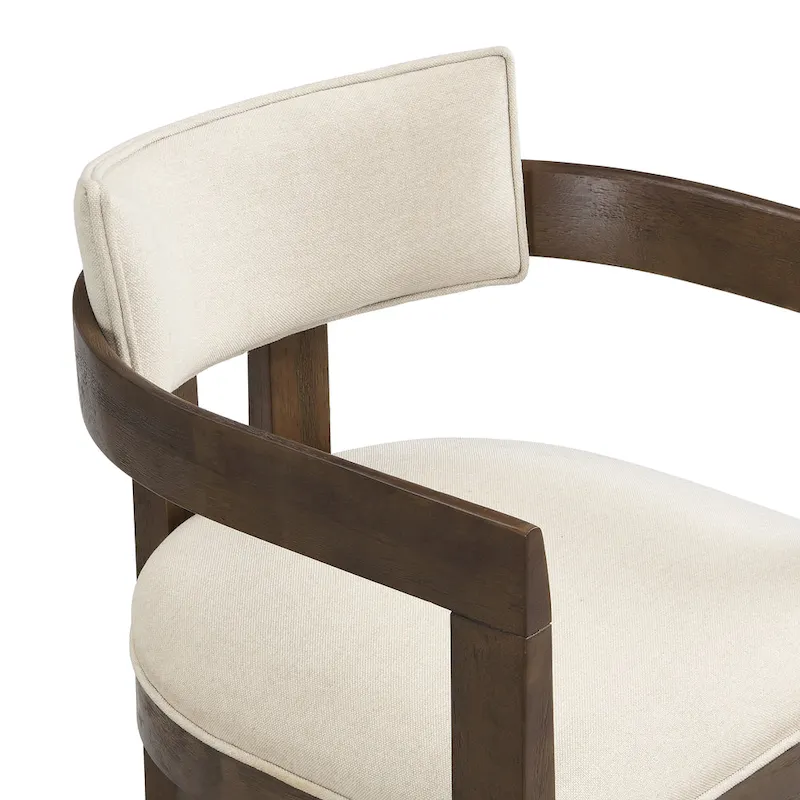 Bouclé Fabric Dining Chair with Armrests – Black & Beige / Light Ash & Beige / Walnut & Beige, Modern Style, Single