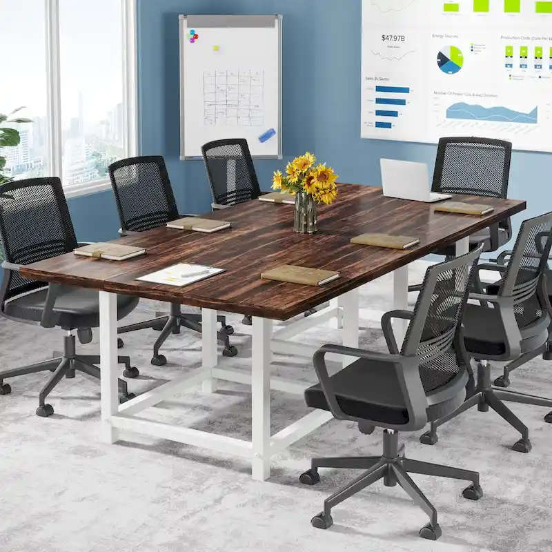 6.5 Ft Conference Room Table, Rectangle 78.74L X 39.2W X 29.52H Inches,2 Separate Piece - 78.74L X 39.2W X 29.52H