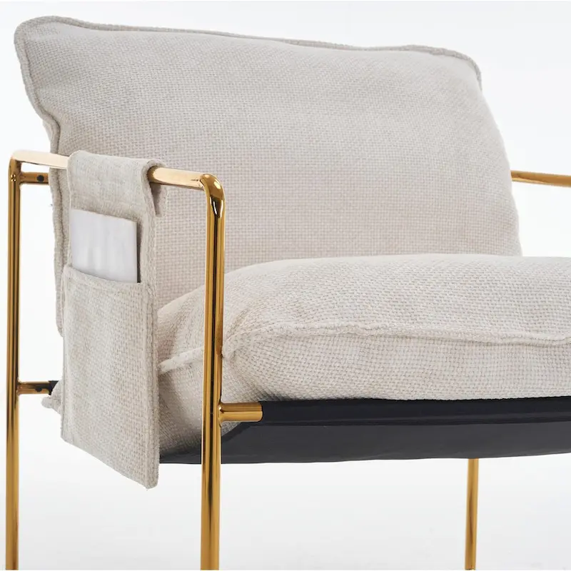 Upholstered Hanging Armchairs with Arm Pockets, Metal Frame