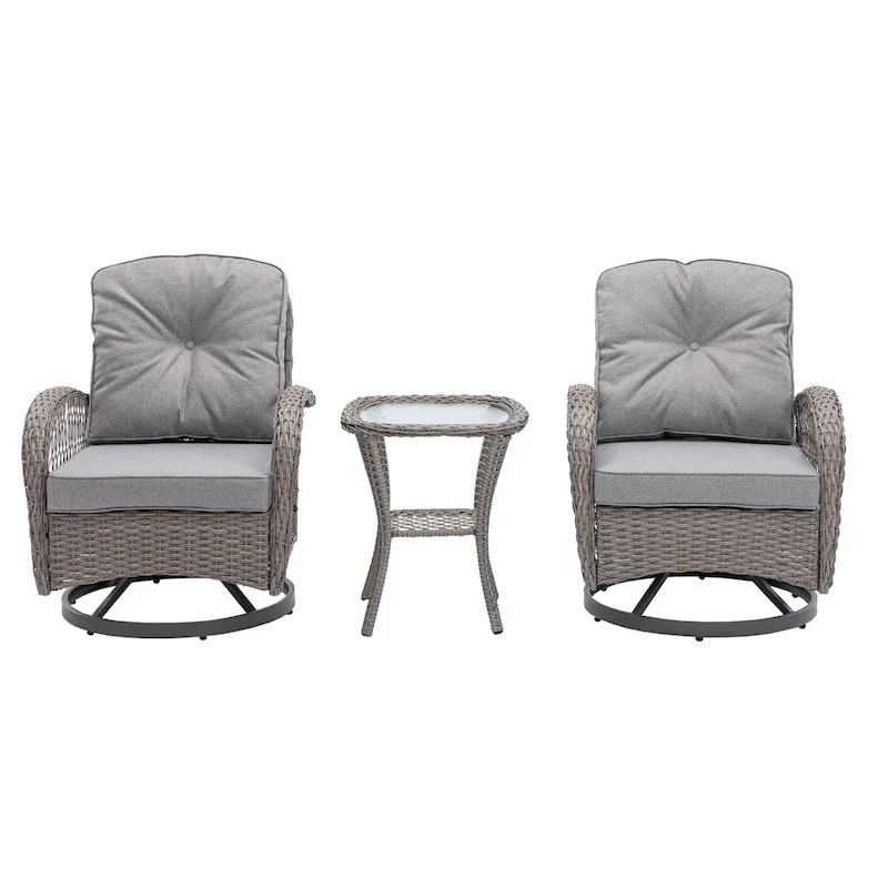 Outdoor Swivel Rocker Patio Chairs,360 Degree Rocking Patio Set,3PCS