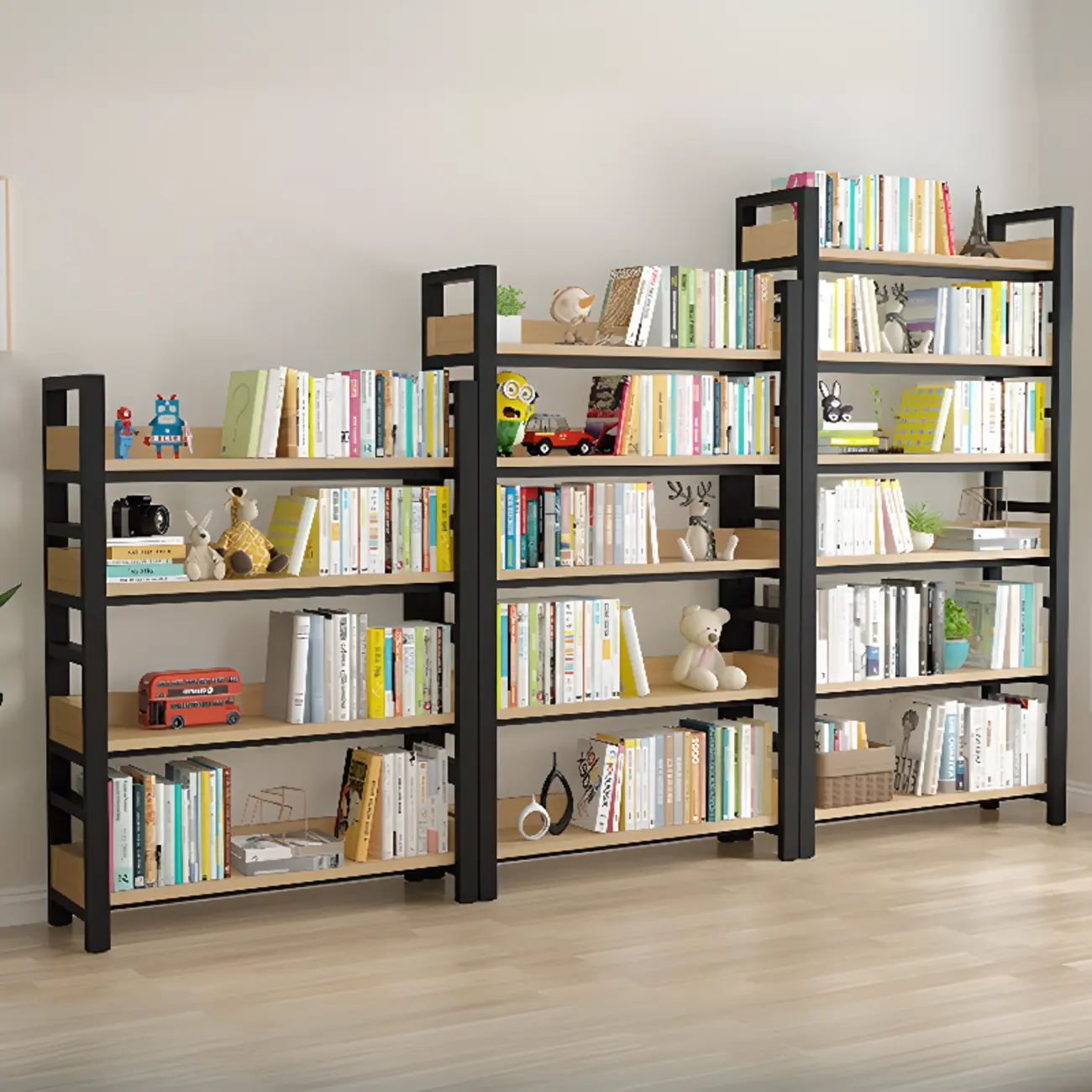 Modish Multi-Layer Open Back Wooden Tall Bookshelves