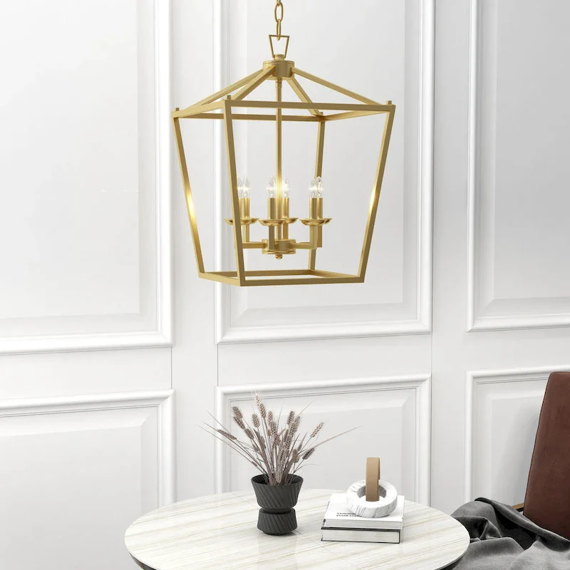 6 - Matte Black/ Gold Light Pendant - 16 x16 x24