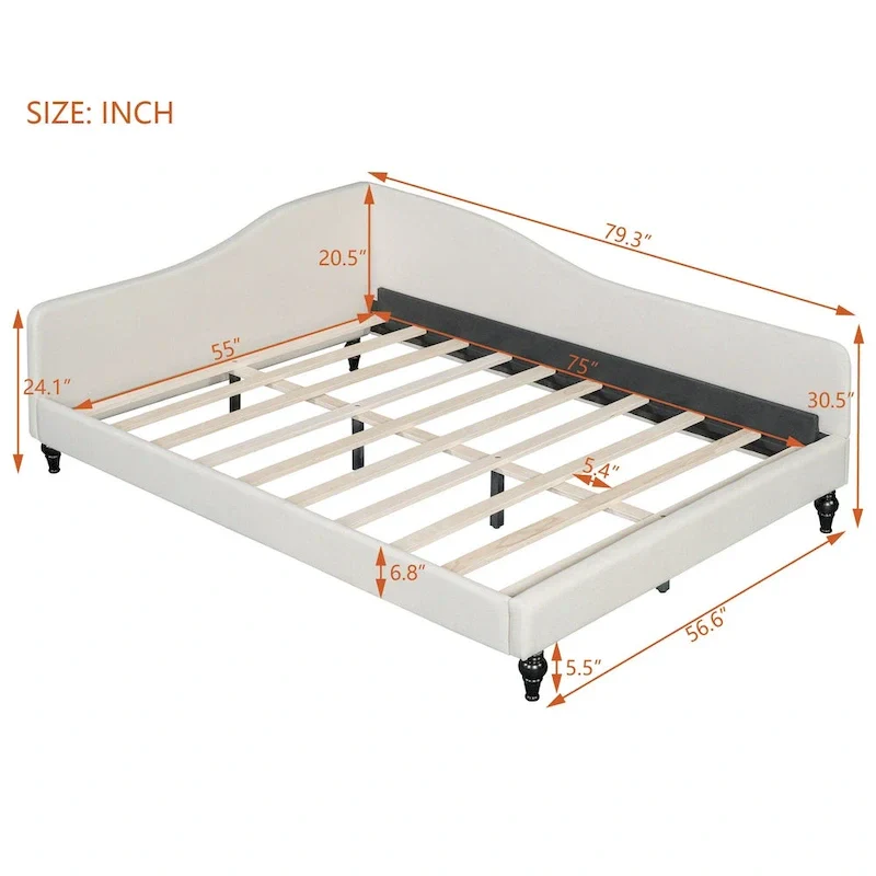 Full L-Shaped Daybed with Wood Legs