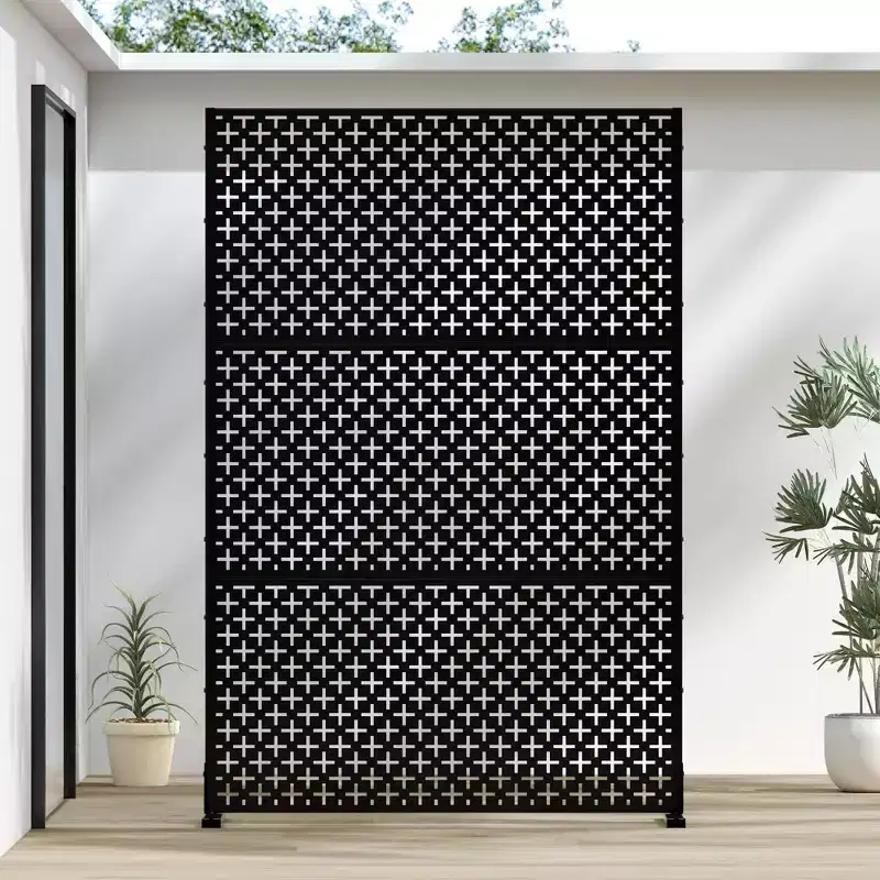 Dane 72 x 47 inch Black Galvanized Sheet Outdoor Private Screen