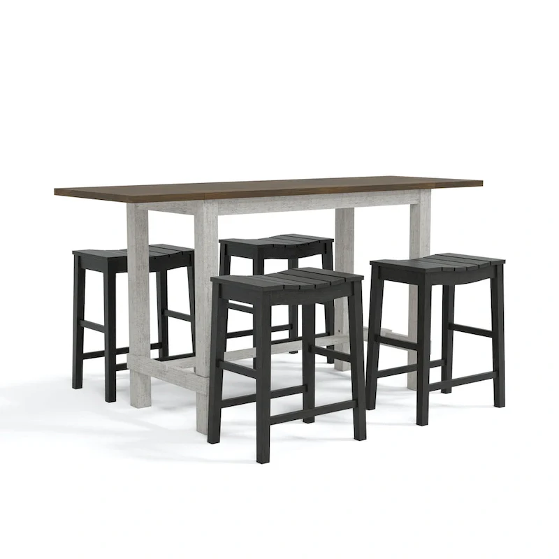 Farmhouse Wood 5-Piece Counter Height Dining Table and Stool Set