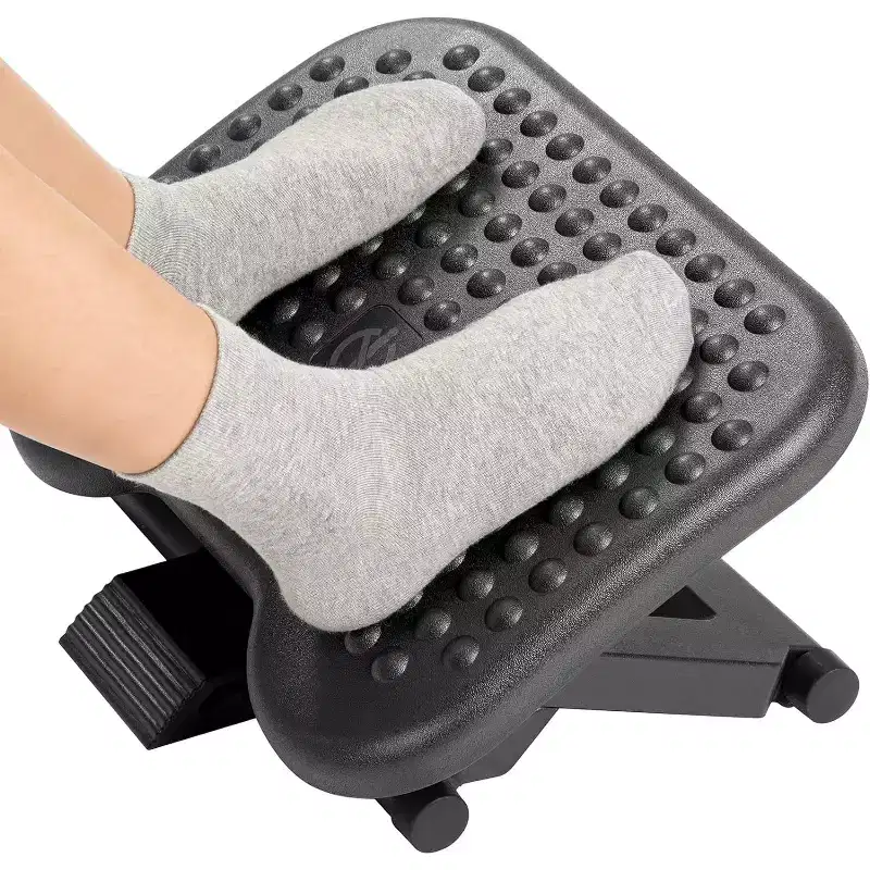 HUANUO Adjustable Under Desk Footrest - Massage Foot Stool with 3 Height Positions & 30 Tilt for Home & Office Comfort