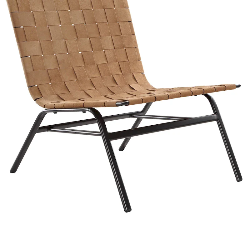 Calvo Woven Brown Leather Accent Chair by Greyson Living