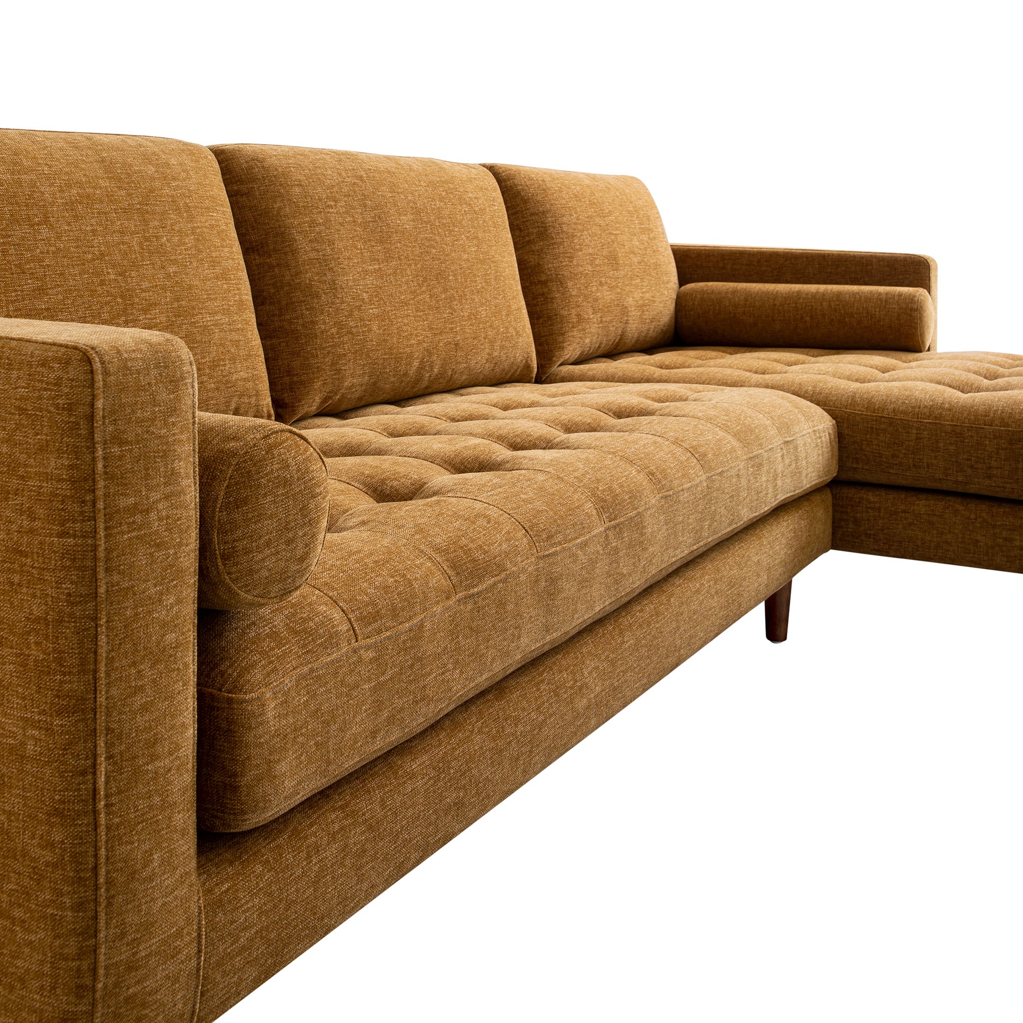 Spiced Honey Chenille Grand 4-Seater Chaise End Sofa, Right Hand Facing