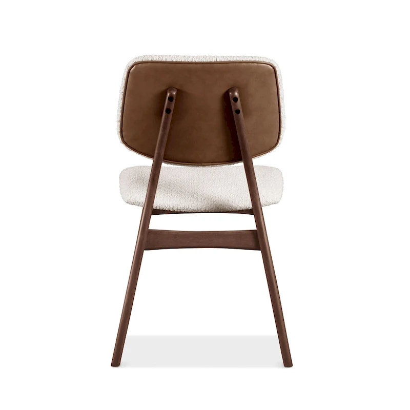 Mid-century 2-Pack Walnut Dining Chair Set with Boucle Upholstery