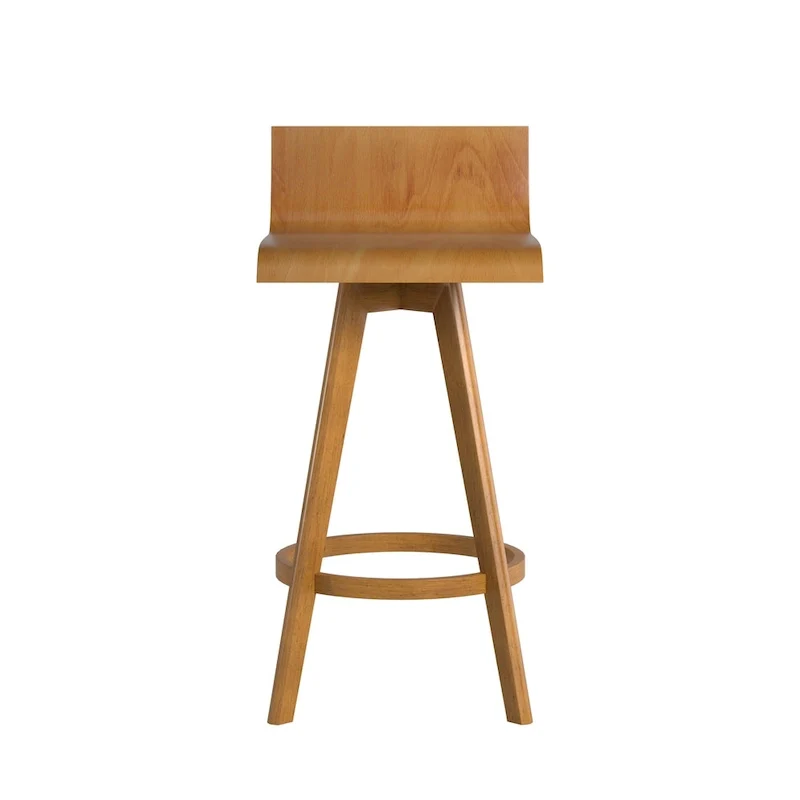 Ellery Mid-Century Modern Swivel Wood Stool (Set of 2) iNSPIRE Q Modern