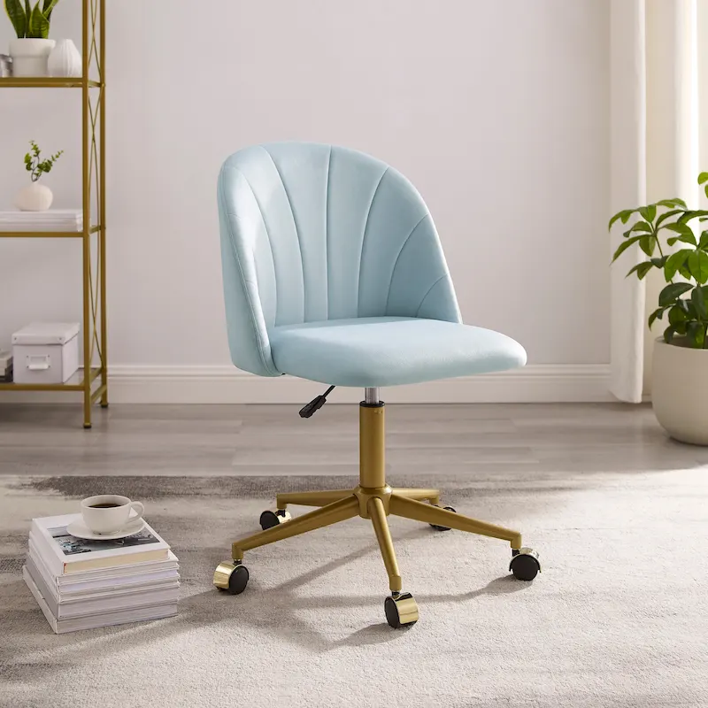 Aubrie Velvet Curved Swivel Desk Chair