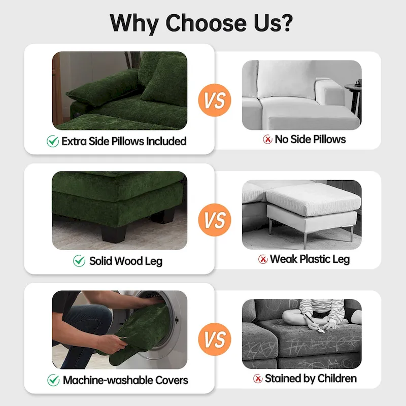 Modular Sectional Sofa with Ottoman and Deep Seat Sleeper