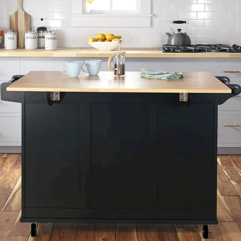 Homestyles Dolly Madison Black Wood Kitchen Cart - N/A