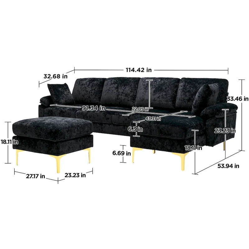 Kata 115 Sectional Sofa with Ottman
