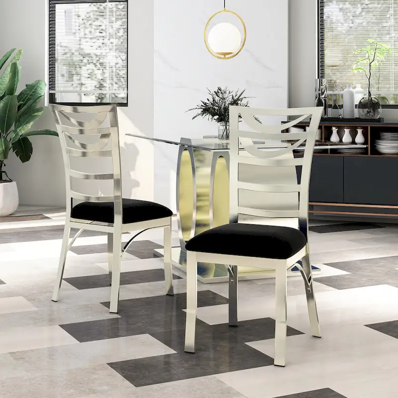 Modern Silver Metallic Dining Chair