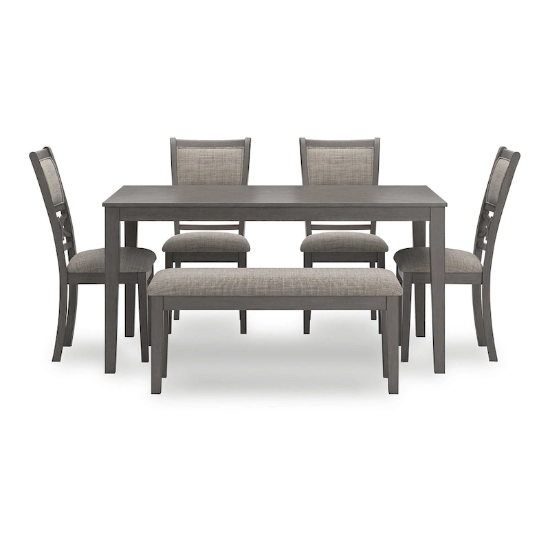 Signature Design by Ashley Langwest Dining Table and 4 Chairs and Bench (Set of 6)