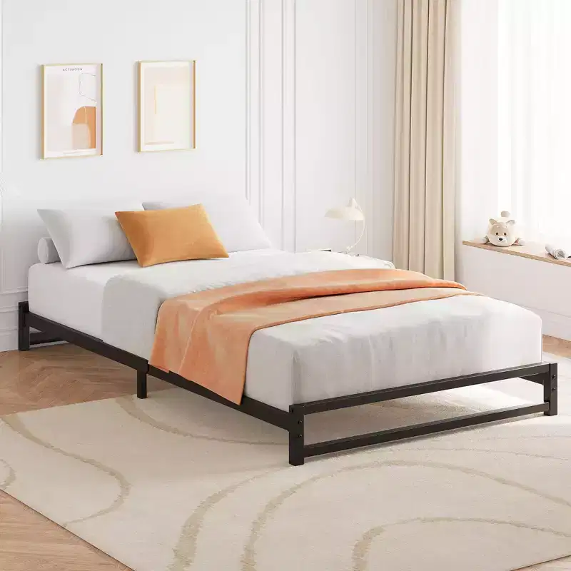 6 Inch Metal Platform Bed Frame with Steel Slat Support, Mattress Foundation and No Box Spring Needed, Easy Assembly, Black