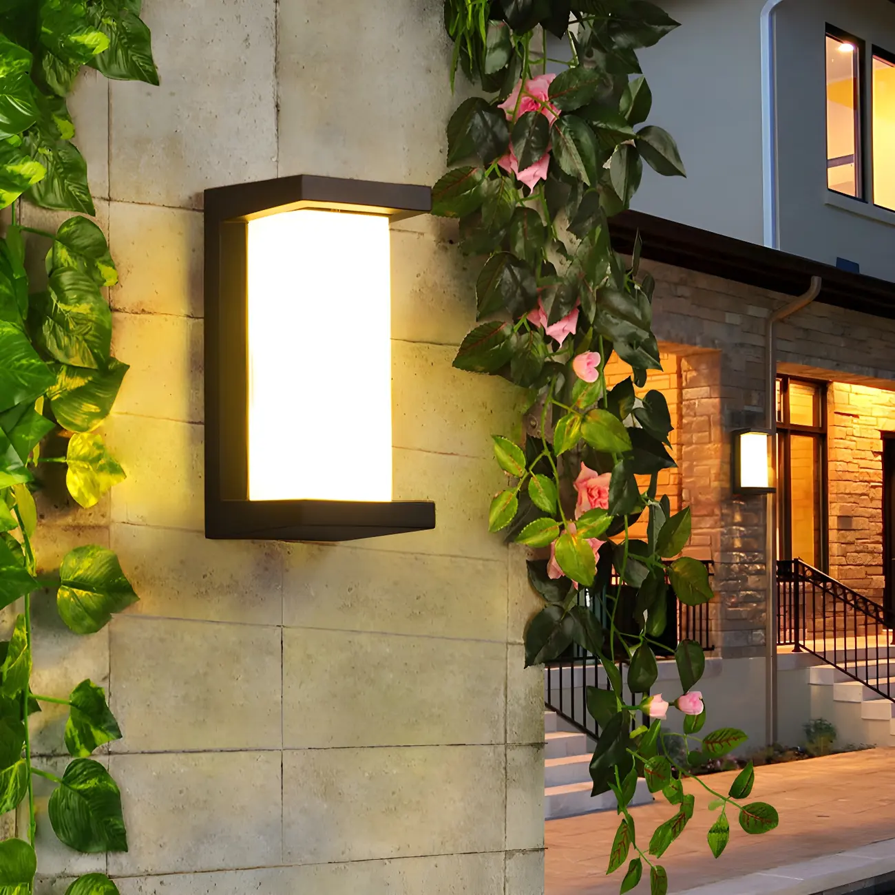 Modern Metal Black Rectangular LED Wall Light for Outdoor