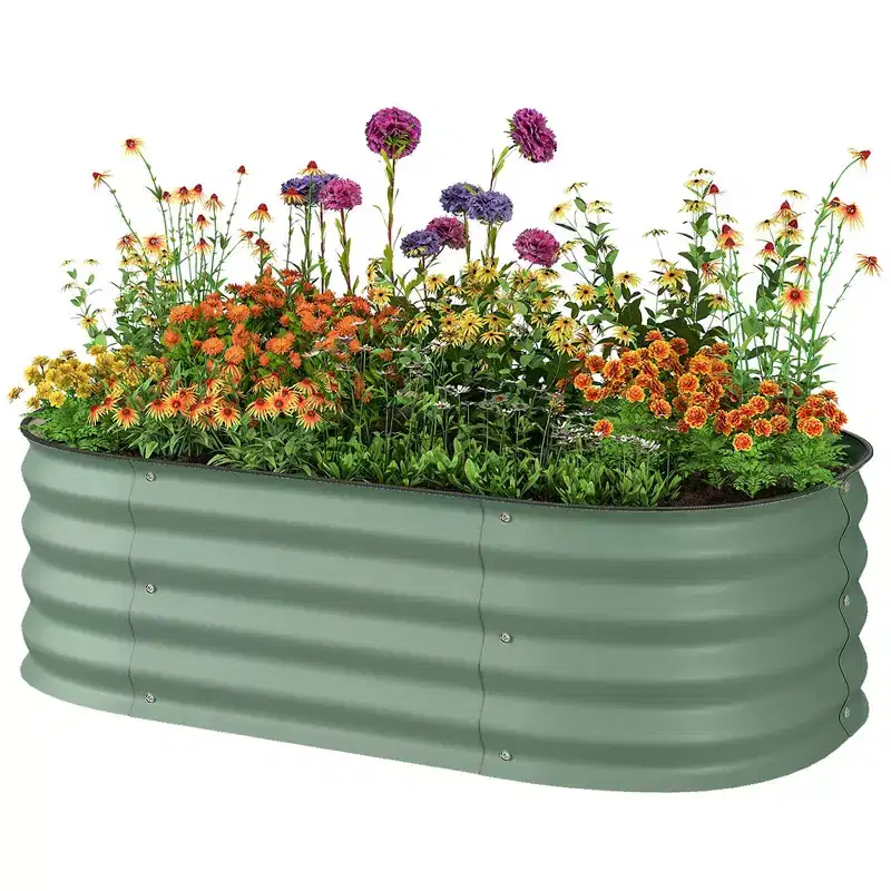 Galvanized Raised Garden Bed Kit, Metal Planter Box with Safety Edging