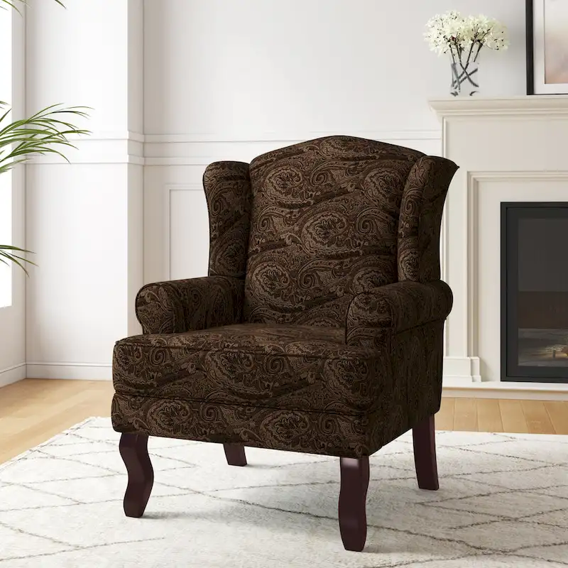 Mid-Century Modern Upholstered Wingback Accent Chair