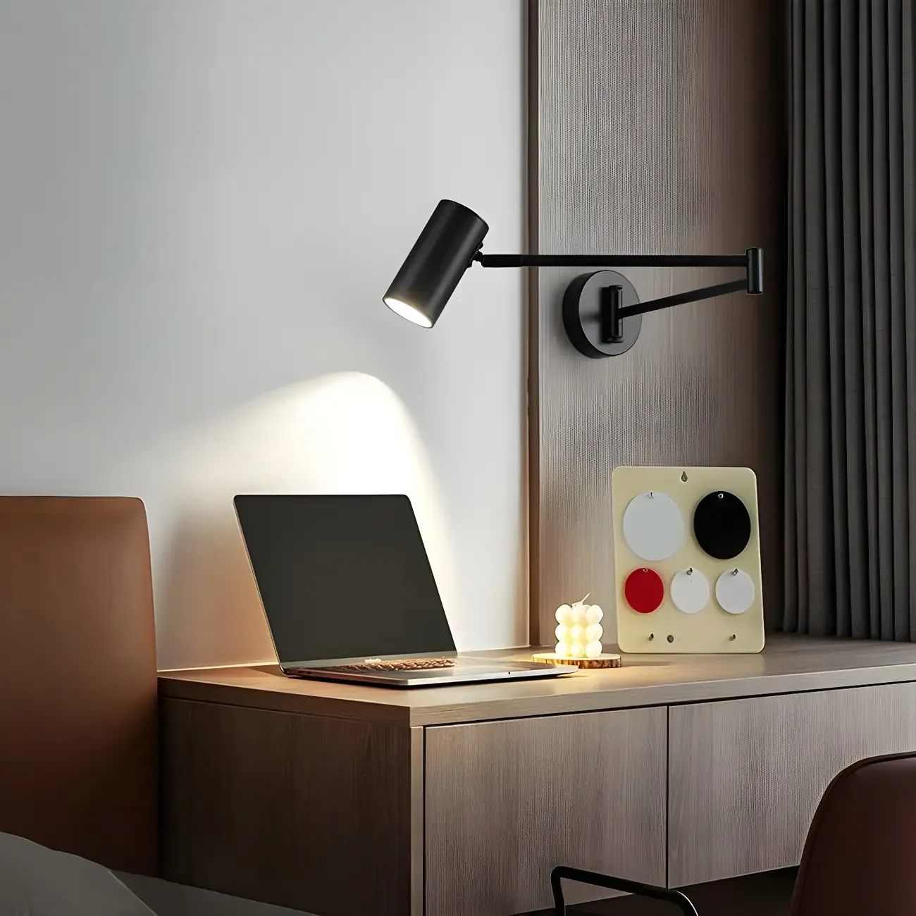 Minimalist Metal Cylindrical Swing Arm Wall Light