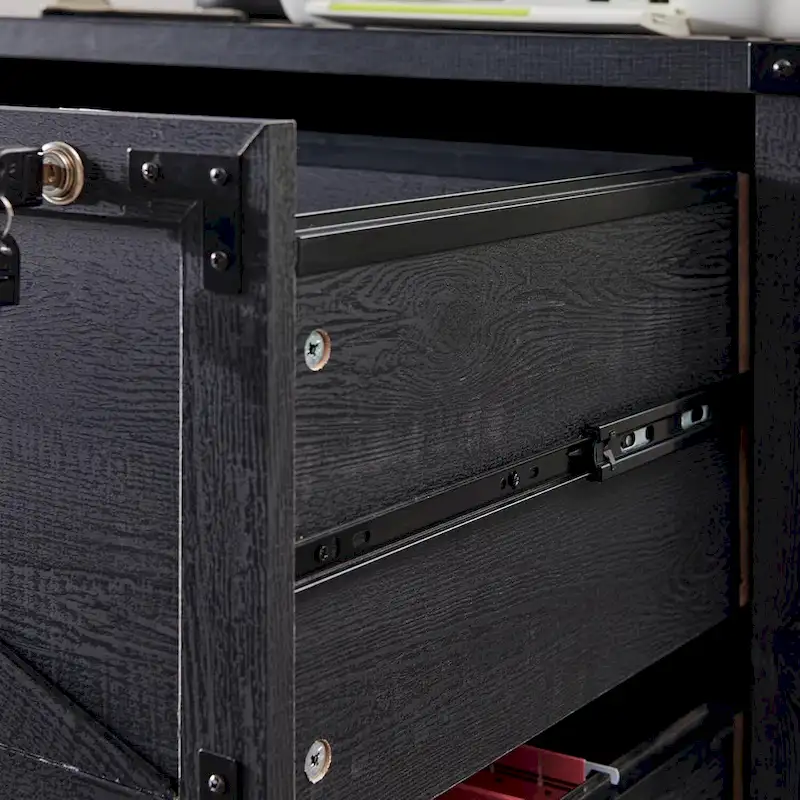 Farmhouse 2 Drawer File Cabinet, Lateral Filing Cabinet with Lock