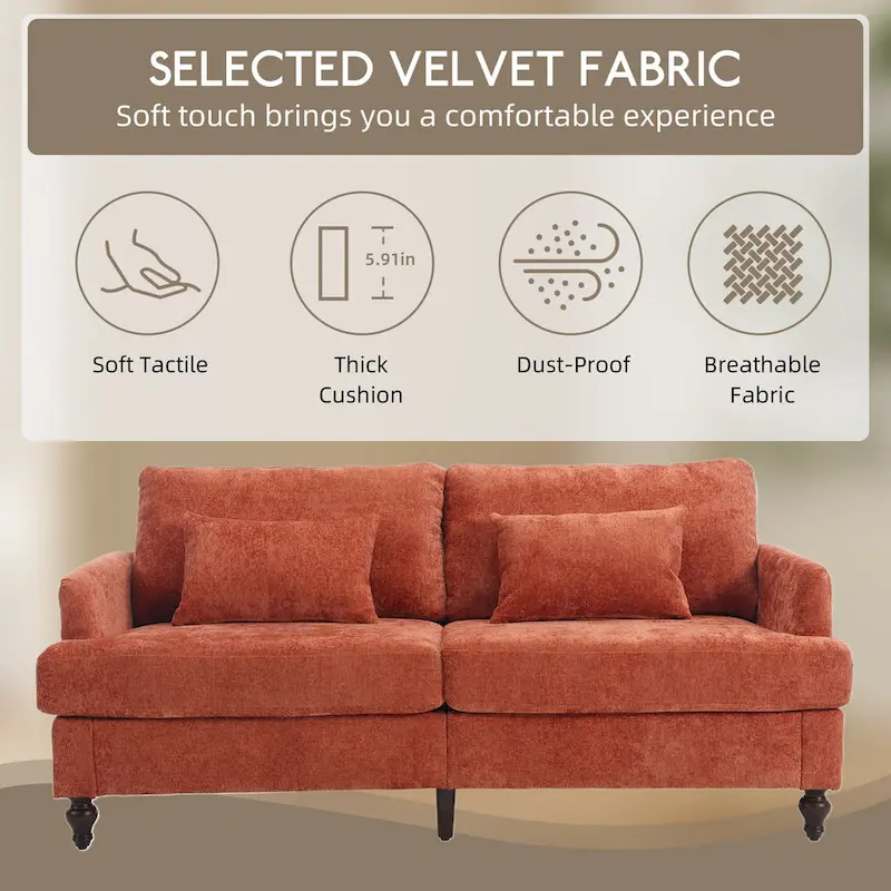 HOMEFUN Modern chenille Fabric Loveseat,2-Seat Upholstered Loveseat Sofa Modern Couch