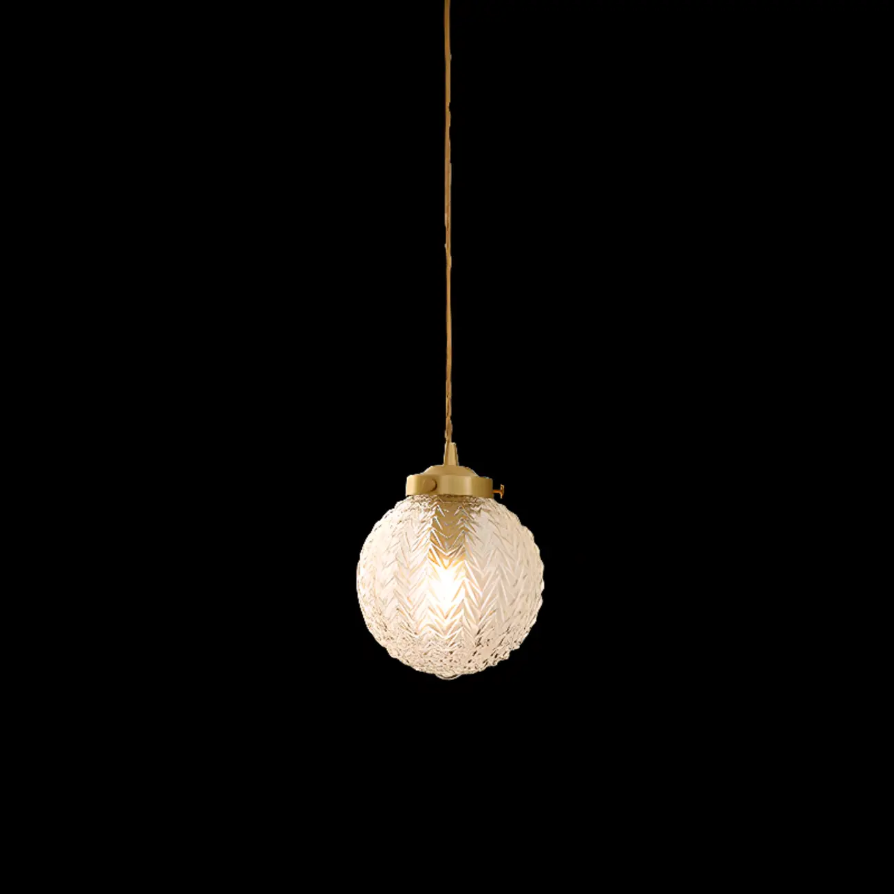 Modern Gold Carved Glass Globe Pendant Light