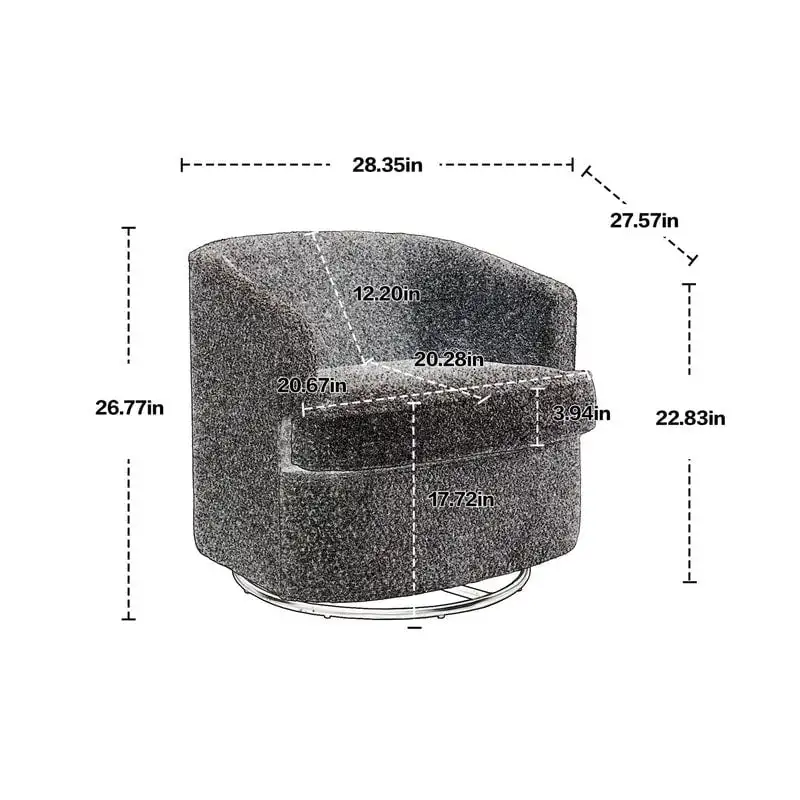 Upholstered Swivel Barrel Armchair - Single Seat