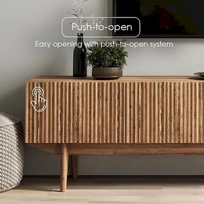 TV Stand Console Fits TV's up to 65 in. with Wood Legs in Mid Century Modern Scandinavian Design