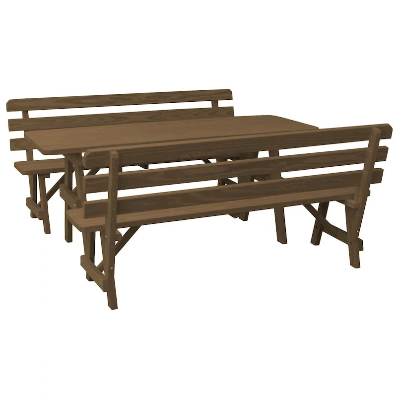 Pine 8' Picnic Table with 2 Backed Benches