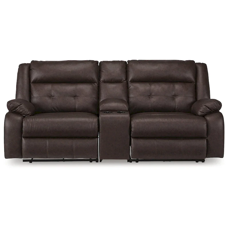 Punch Up Dark Brown 3-Piece Power Reclining Sectional Loveseat with Console - 93W x 39D x 41H