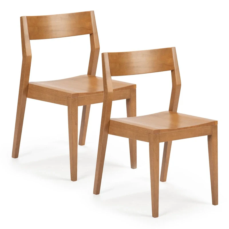 Plank and Beam Modern Solid Wood Dining Chair - Set of 2