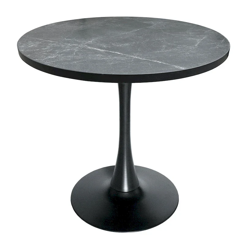 36 Round Dining Table with MDF Top and Black Iron Base